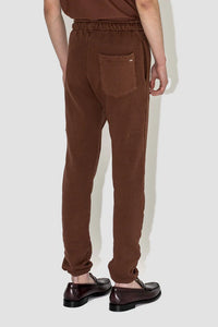 FLANEUR HOMME EMBROIDERED SIGNATURE SWEATPANTS IN DARK BROWN