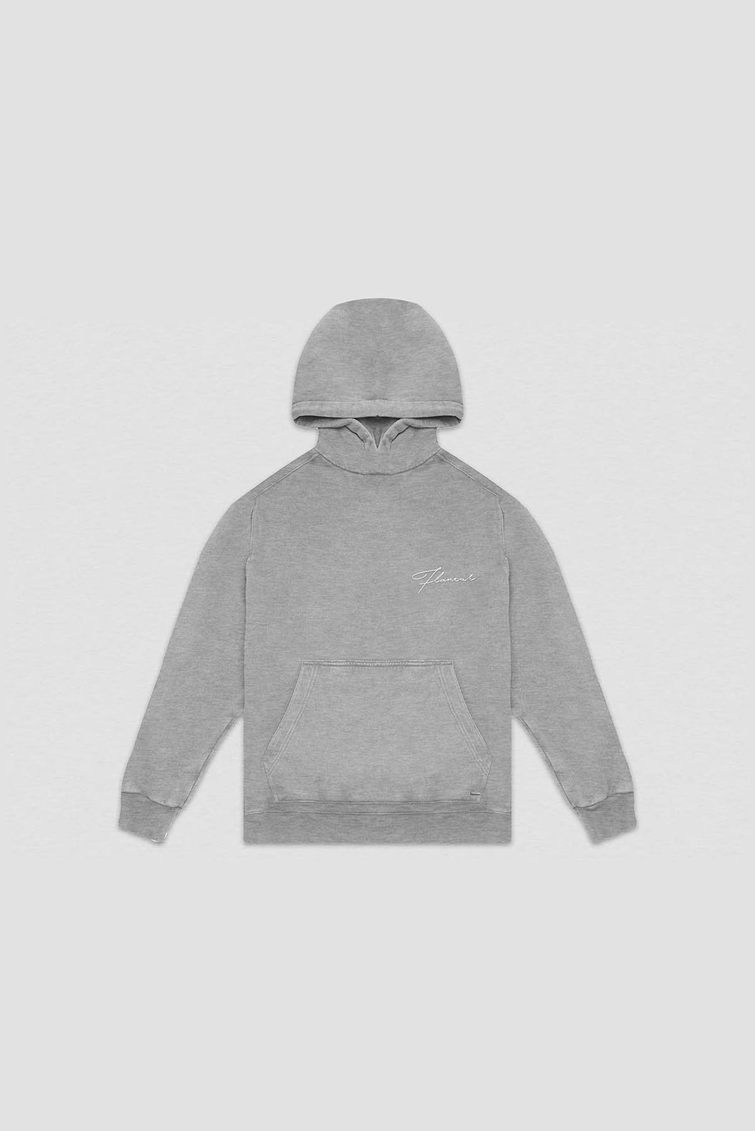 FLANEUR HOMME CHAINSTITCHED FLANEUR HOODIE GREY